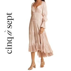 NWT Cinq à Sept | Nina Rose Gold Tiered Dress